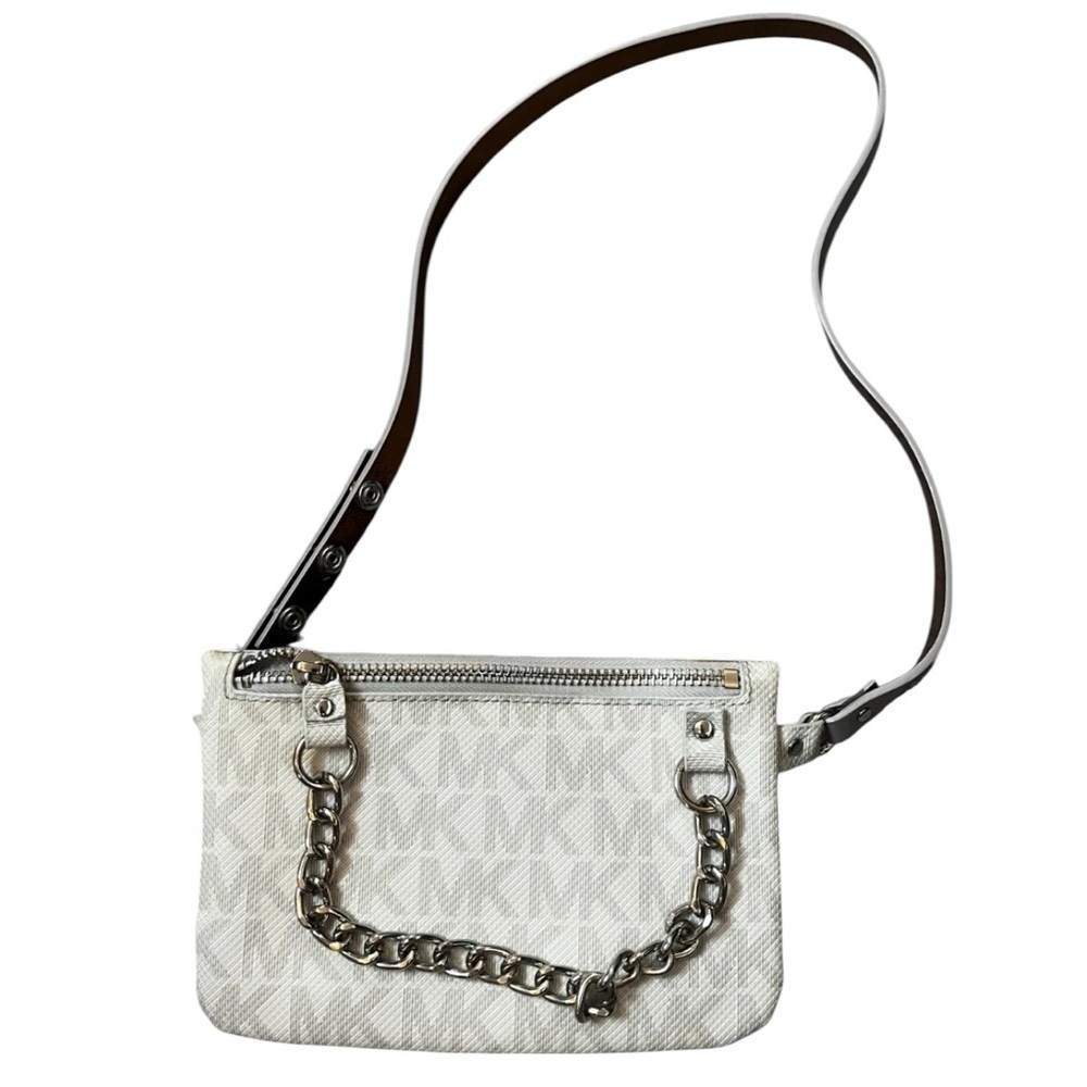 MICHAEL KORS Women's MK Signature White Vanilla BELT BAG Pouch Fanny Pack